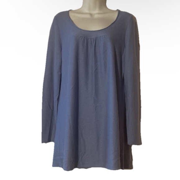 Eileen Fisher Blue Silk/Cashmere Loing Sleeves Knit Sweater sz M - Picture 1 of 4